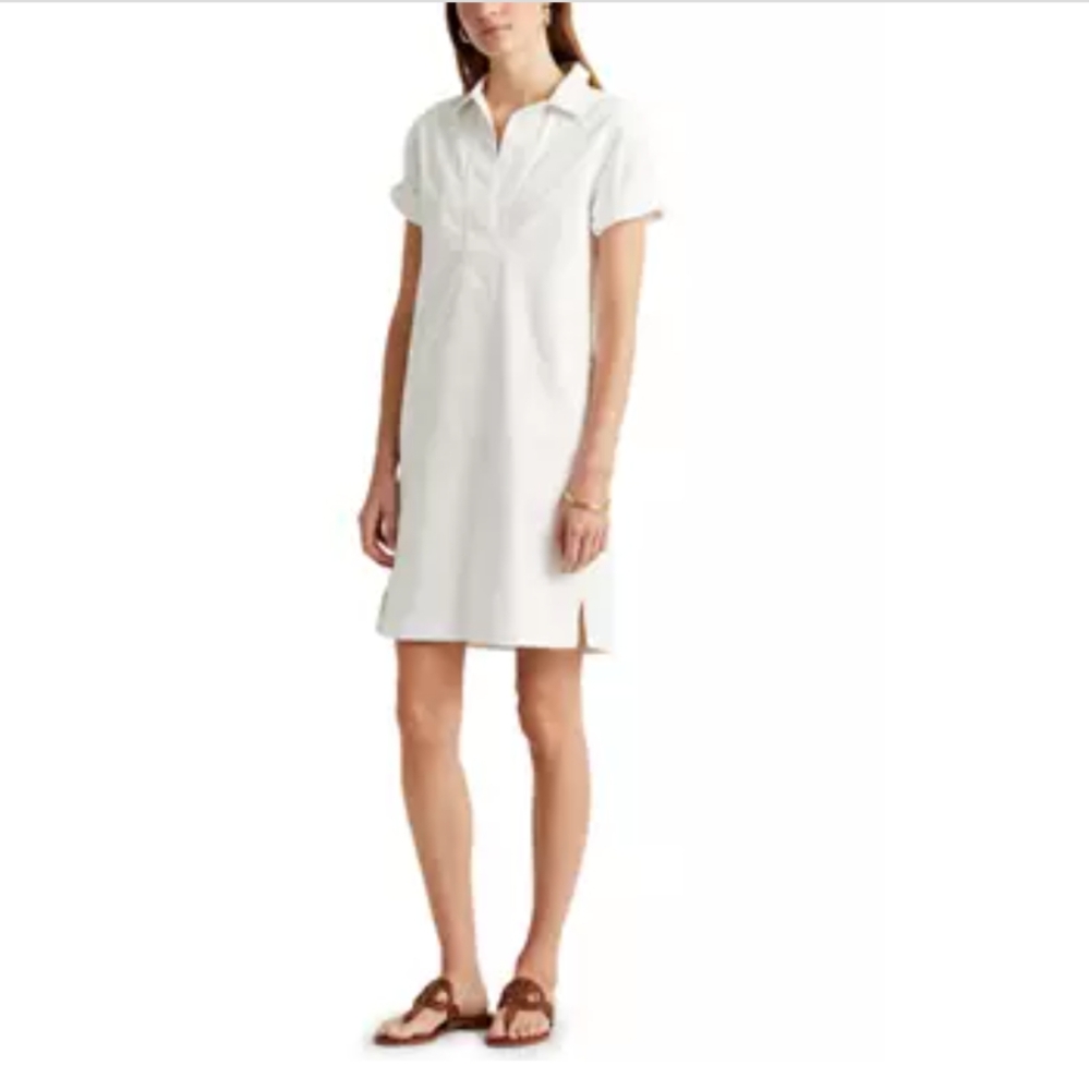 Lauren Ralph Lauren White Wash Cotton Twill Shift Dress Size Large Black Label